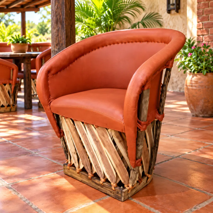 Equipal tradicional en cuero – equipal artesanal mexicano para restaurantes y hoteles